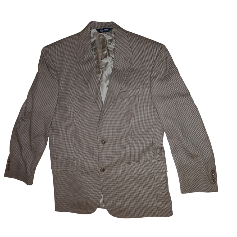 Jos A‎ Bank Signature Sportcoat Brown Tan Check Wool Blazer Mens 42R